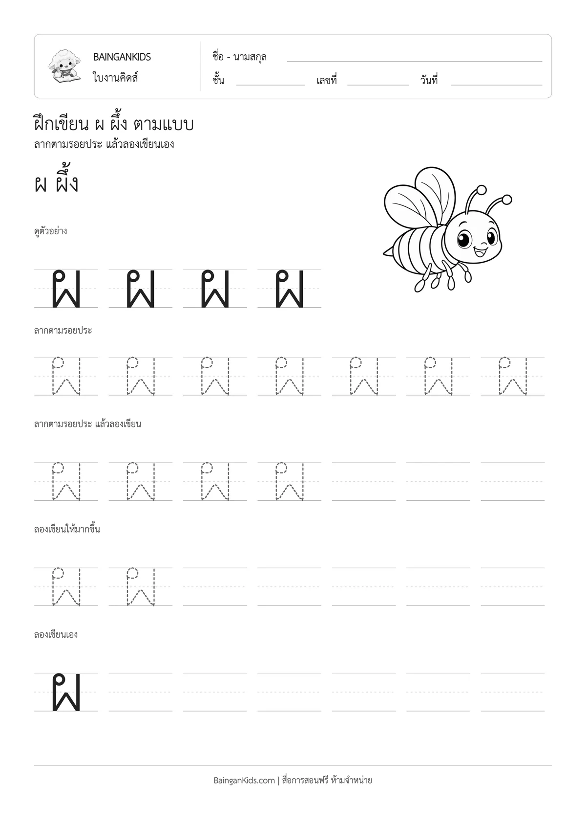 ปก ฝึกเขียน ผ ผึ้ง