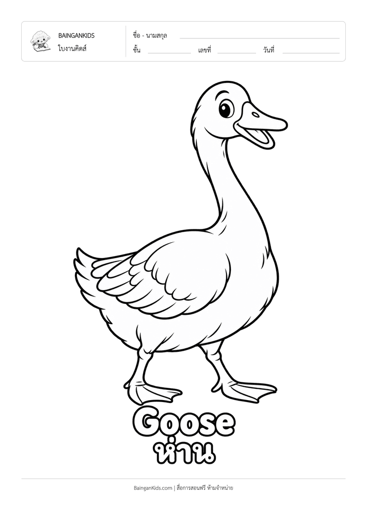 ระบายสี ห่าน (Goose) ตัวอย่างหน้าที่ 1